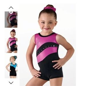 Weissman Metallic Wave Biketard Unitard Bodysuit‎ Velvet Girls SC Small Child